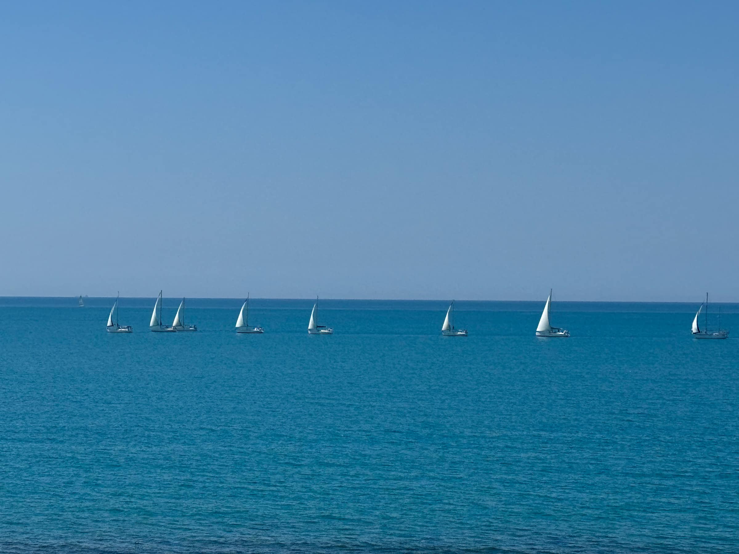 Barche a vela in regata sul mare di Ostia